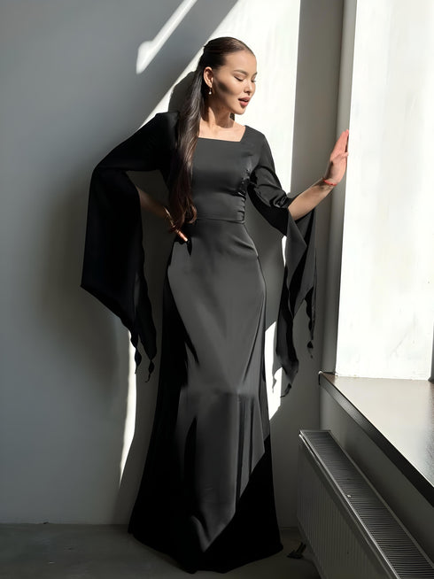 Gothic Flare Sleeve Maxi Dress