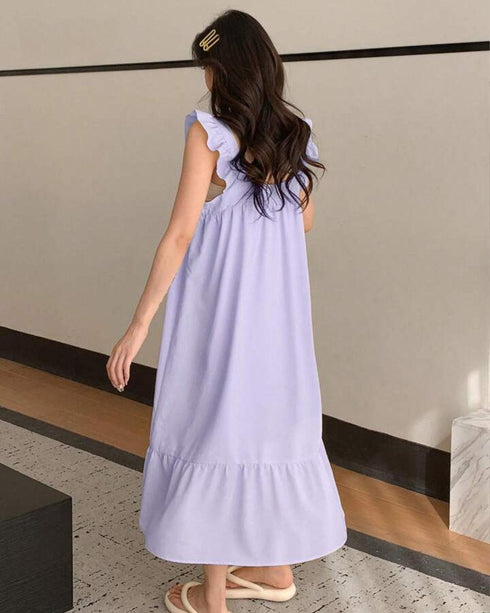 (30%) OFF - Elegant Ruffled Cotton Tiered Midi Dress – Perfect for Comfort and Style