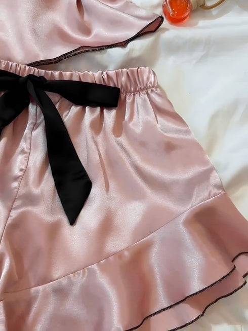(30%) OFF - Blush Noir Silk - Cami & Shorts Set