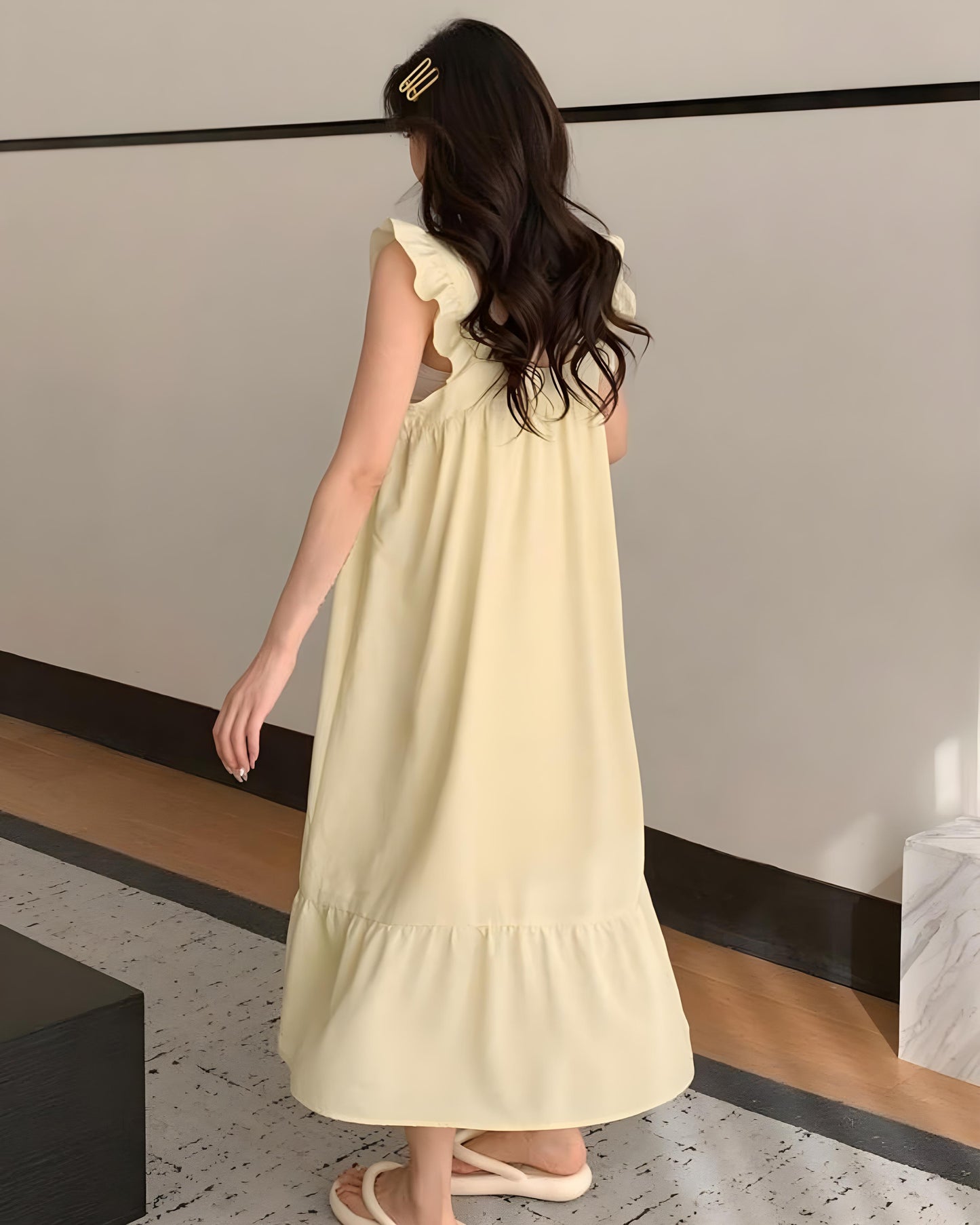 Elegant Ruffled Cotton Tiered Midi Dress – Perfect for Comfort and Style