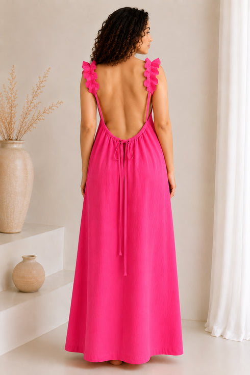 Elara Ruffle Backless Maxi