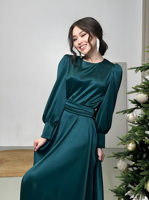 Elegant Puff Sleeve Maxi Dress