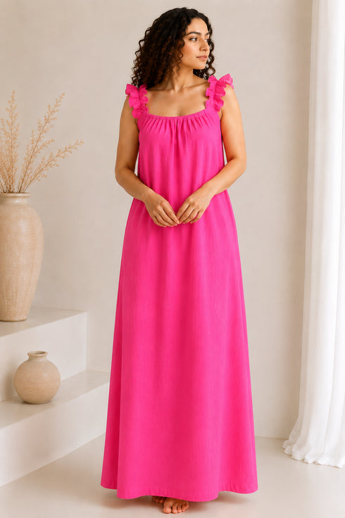 Elara Ruffle Backless Maxi