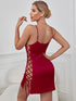 Crimson Temptation - Side Cutout Silk Bodycon Dress