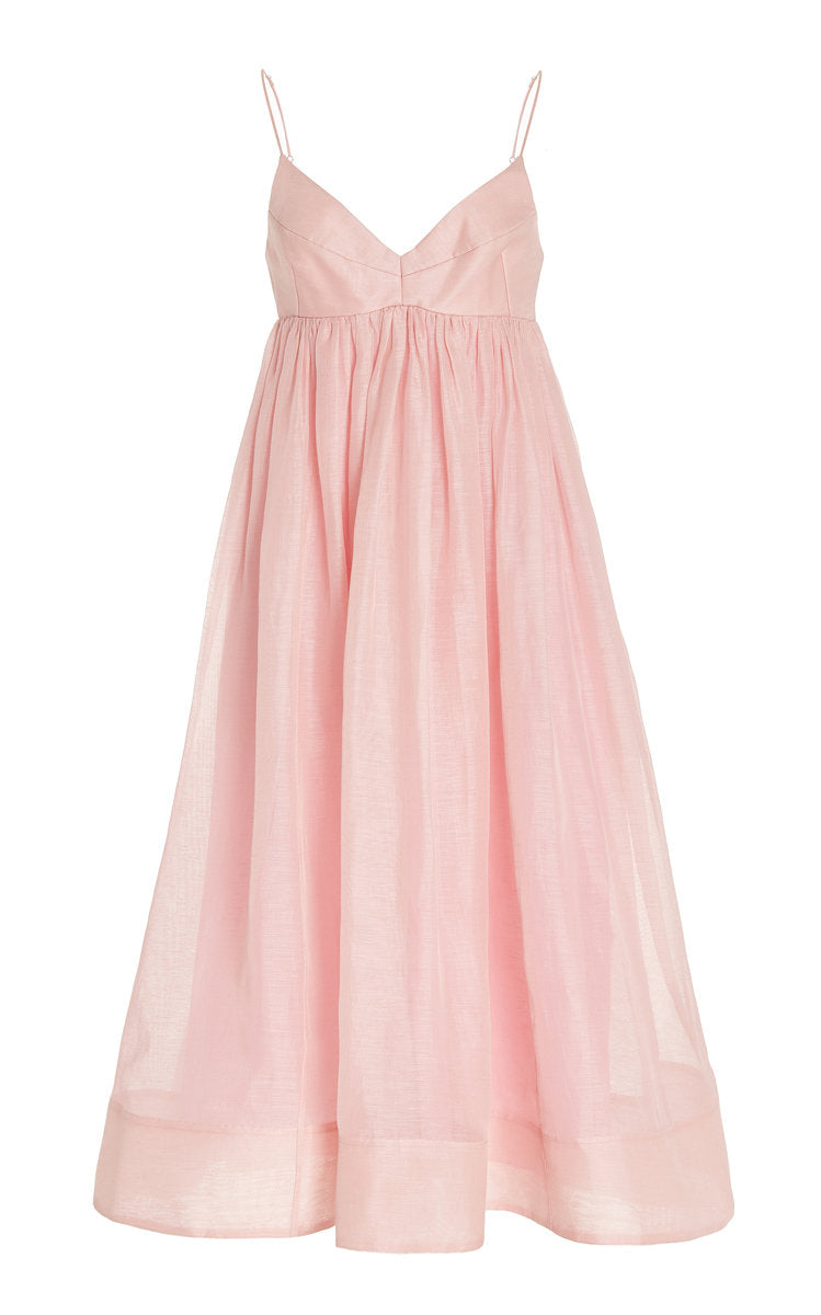 Elegant Babydoll Cotton Midi Dress - Lightweight Summer Sundress