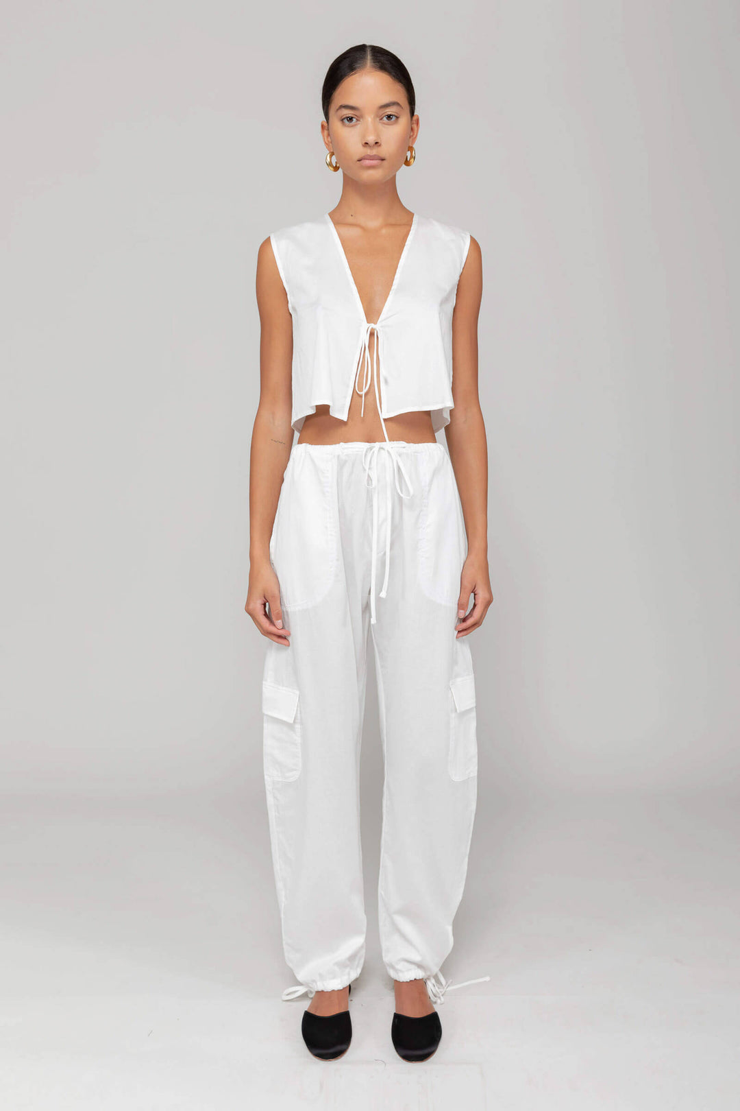Cotton Tie-Front Sleeveless Co-ord Set