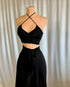 Luxury Silk Halter Wrap Midi Dress - Elegant and Versatile Evening Wear