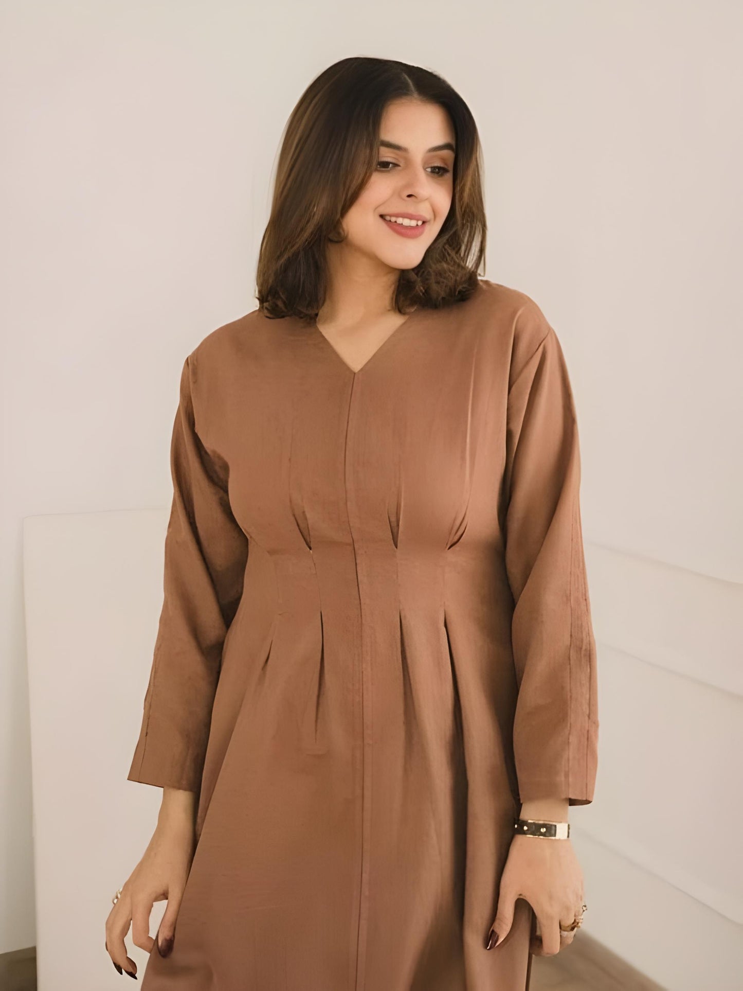 V-Neck Cotton Long Maxi Dress