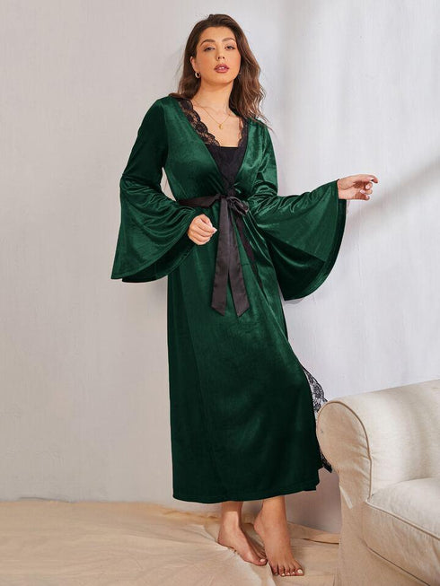 (30%) OFF - Nocturne Muse: Velvet Lace Long Robe