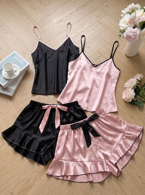 Silk Bow Camisole Set