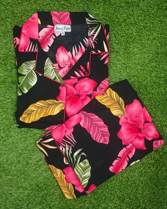 (30%) OFF - Tropical Blossom Linen Pjs
