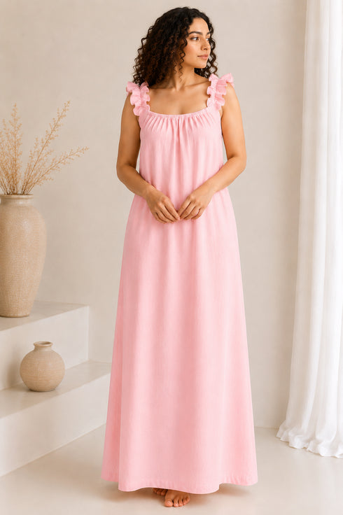 Elara Ruffle Backless Maxi