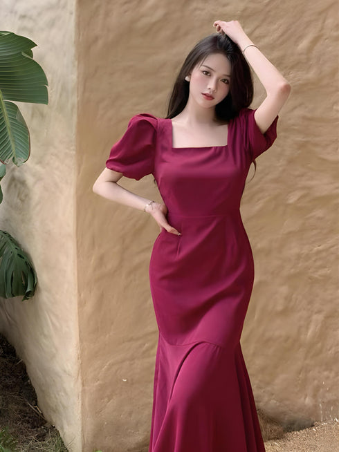Elegant Mermaid Silk Maxi Dress