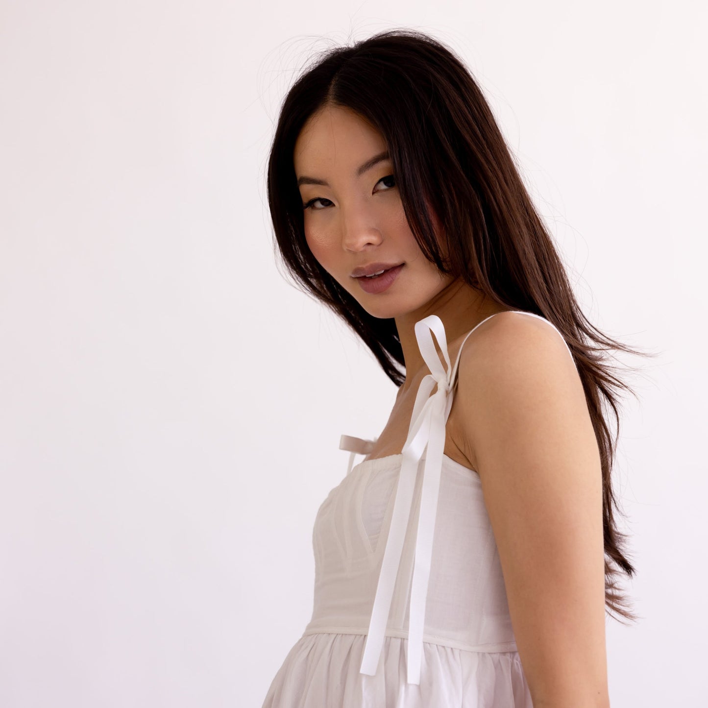 Cotton Tie-Strap Babydoll Dress – Classic & Chic