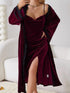 (30%) OFF - Midnight Reverie: Velvet Maxi & Luxe Robe - 2pc Set