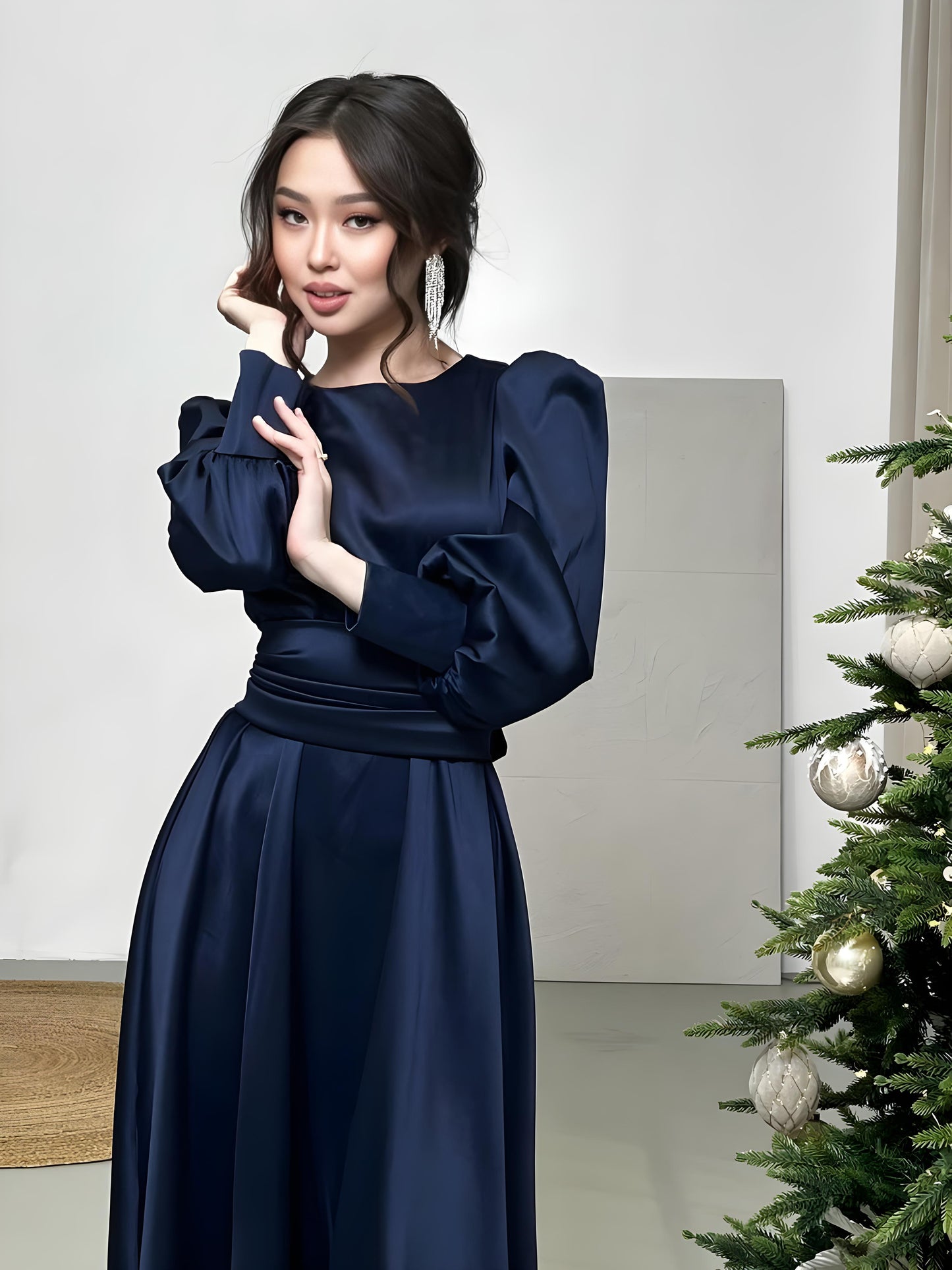 Elegant Puff Sleeve Maxi Dress