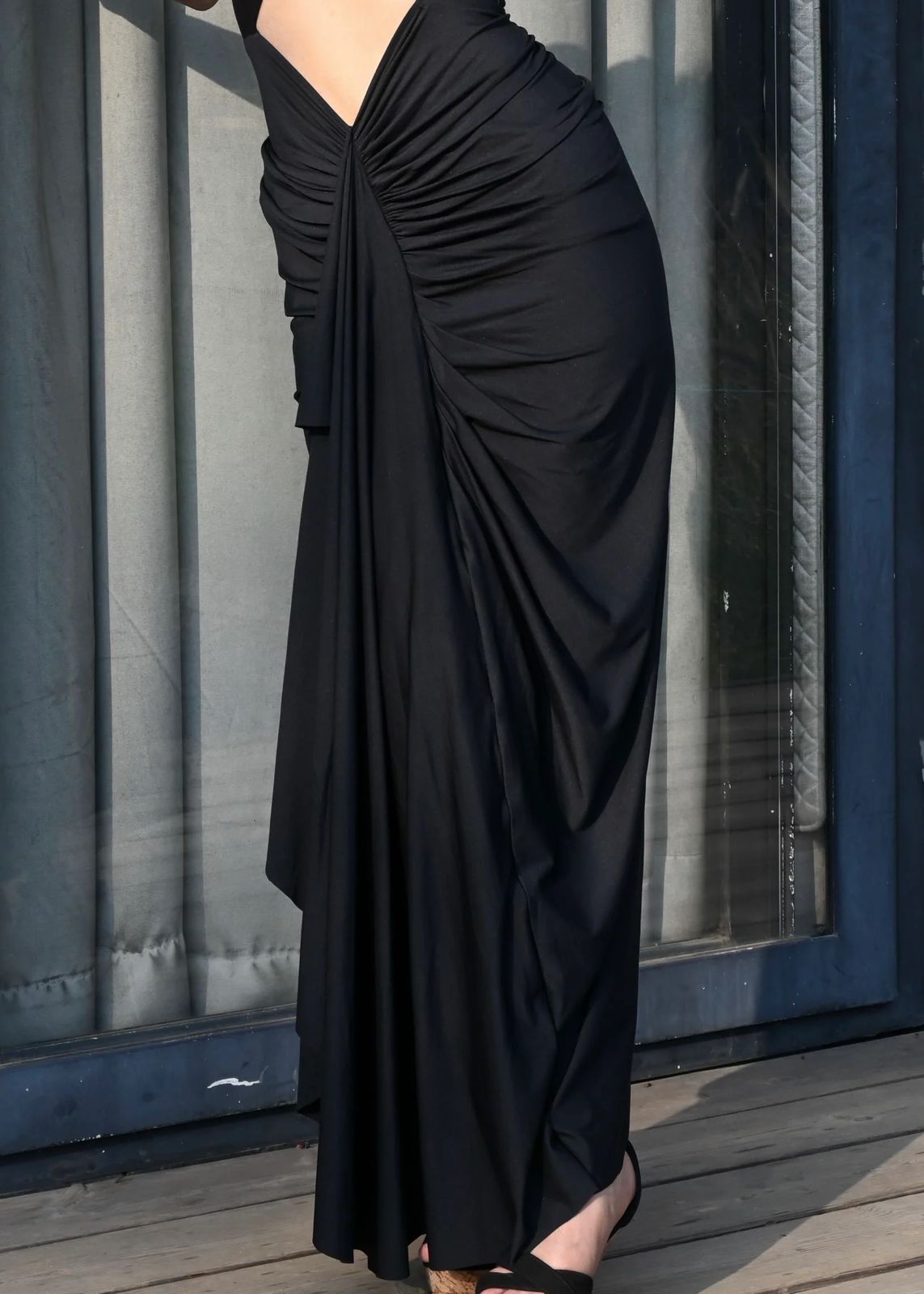 Obsidian Drape – Luxe Cutout Silk Gown