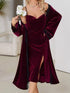 (30%) OFF - Midnight Reverie: Velvet Maxi & Luxe Robe - 2pc Set