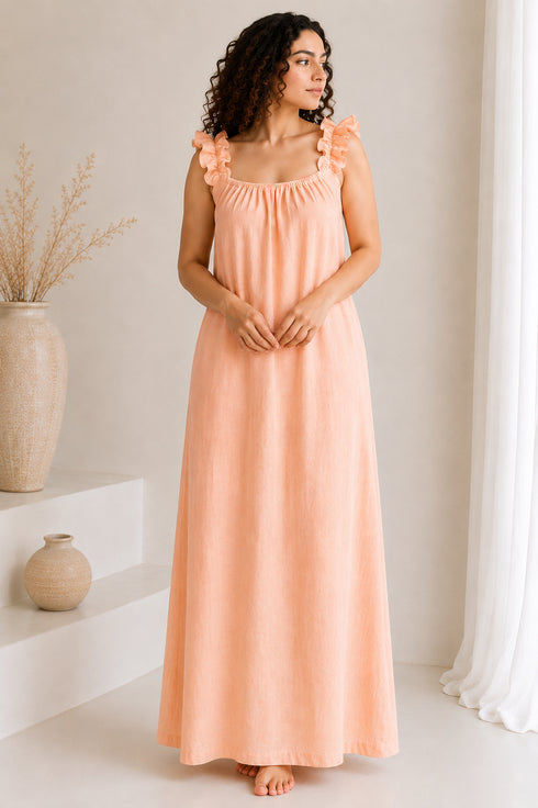 Elara Ruffle Backless Maxi