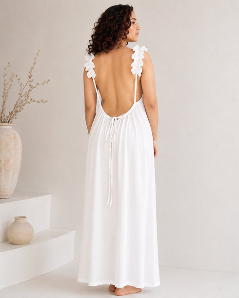Elara Ruffle Backless Maxi