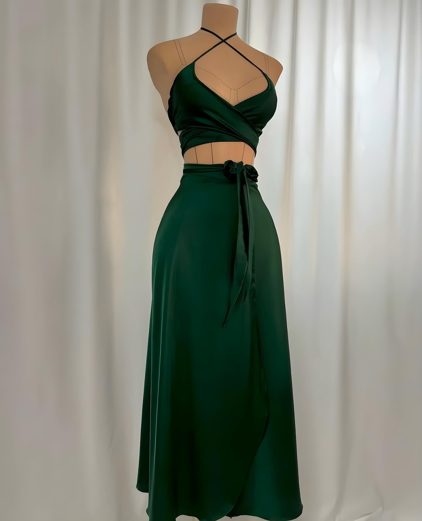 (30%) OFF - Luxury Silk Halter Wrap Midi Dress