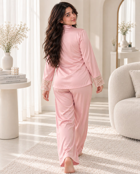 Noiré Lace Silk Pajama Set
