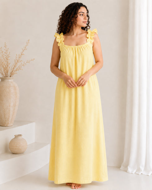 Elara Ruffle Backless Maxi
