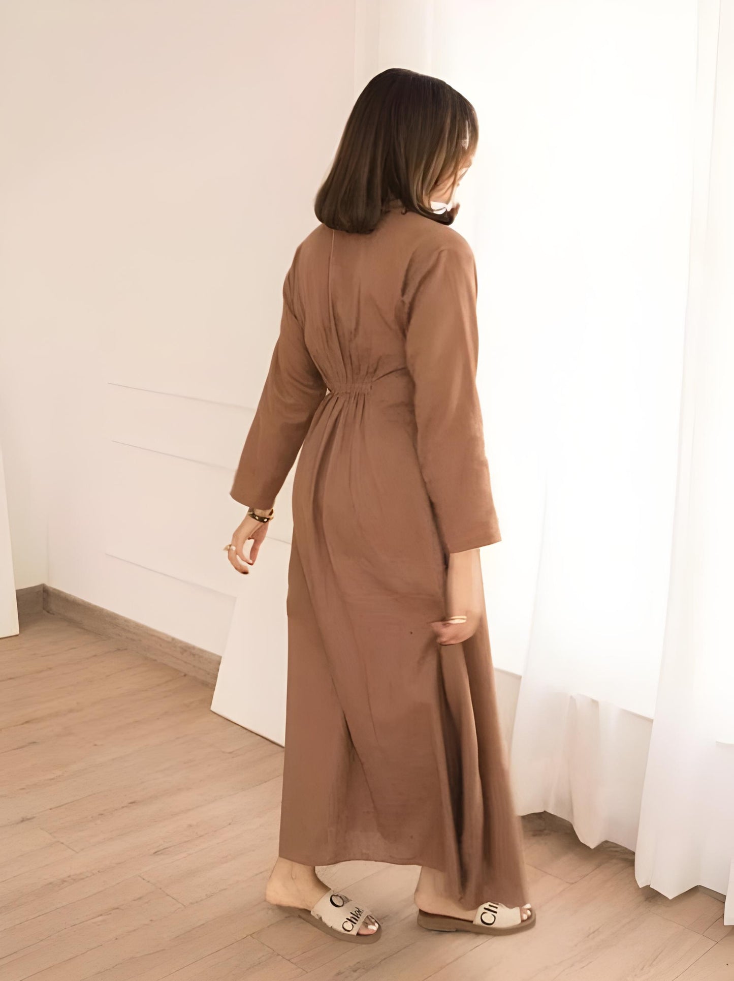 V-Neck Cotton Long Maxi Dress