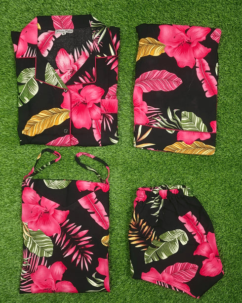 (30%) OFF - Tropical Blossom Linen Pjs