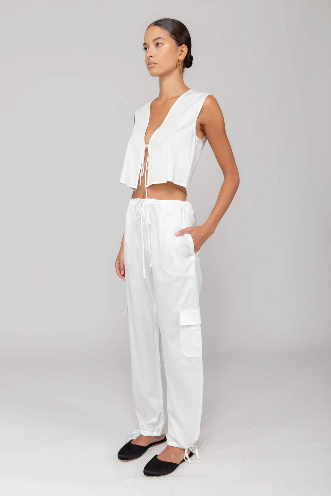 Cotton Tie-Front Sleeveless Co-ord Set