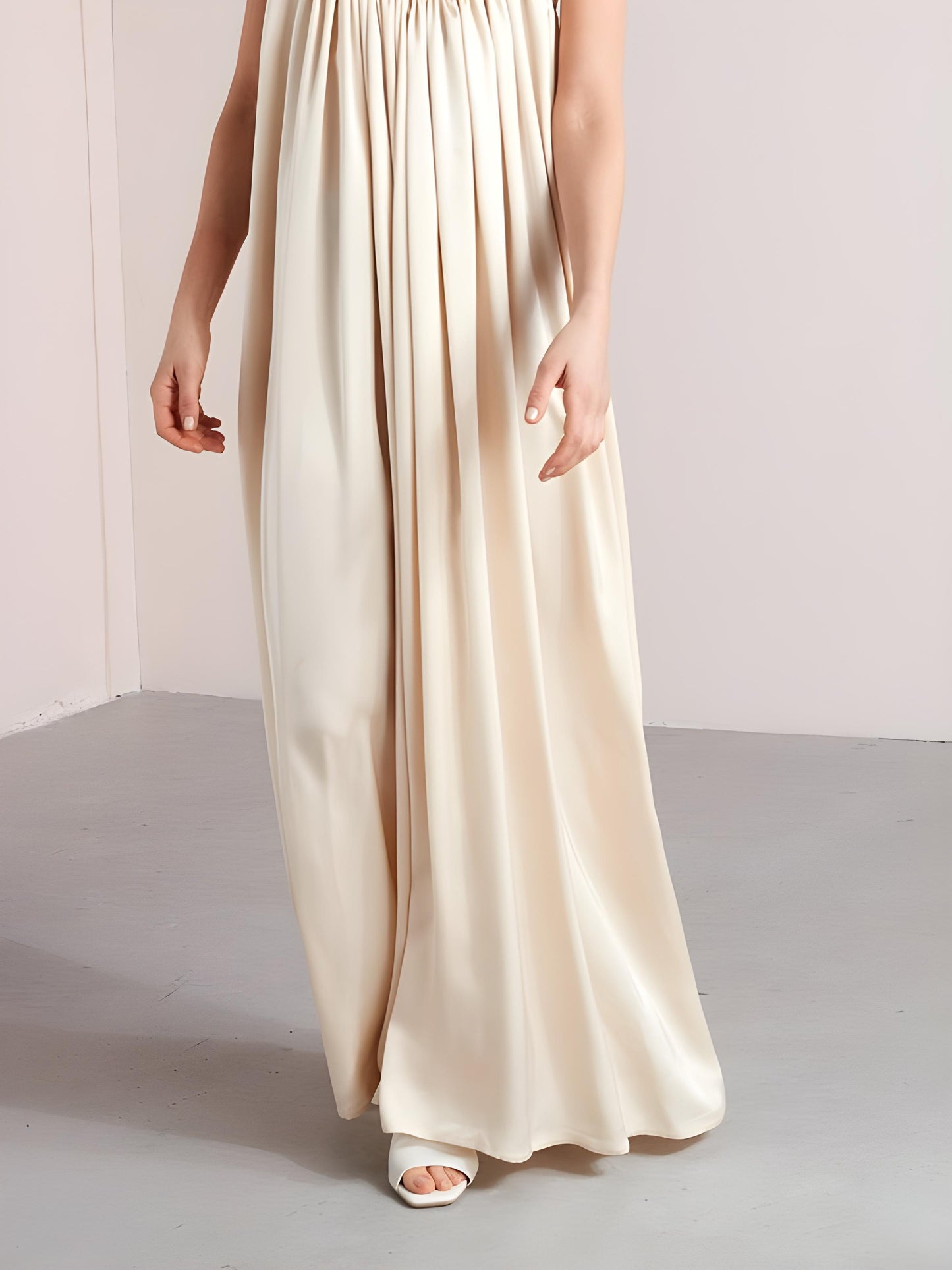 (30%) OFF - Gathered Cotton Maxi Dress with Spaghetti Straps