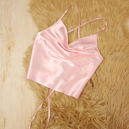 (30%) OFF - Satin Silk Crop Top