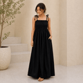 Premium Linen Maxi Dress (Stretch Fit + Pockets) – Summer Collection