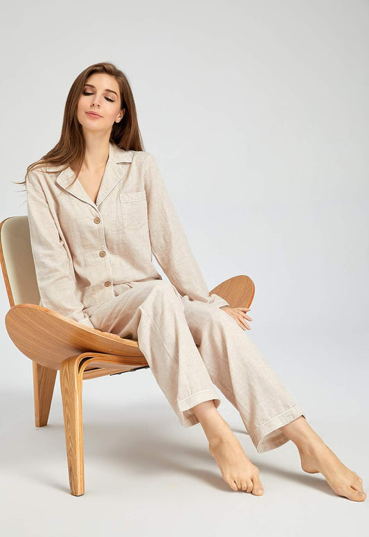 Elegant Cotton Pajama Set – Timeless Comfort