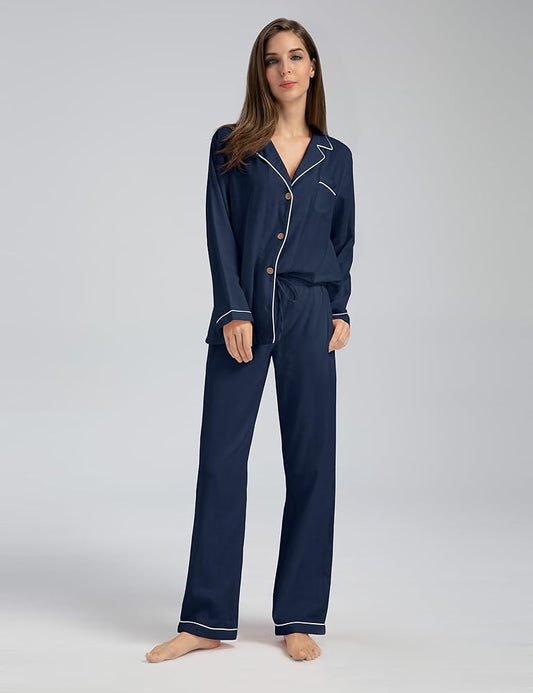 Elegant Cotton Pajama Set – Timeless Comfort