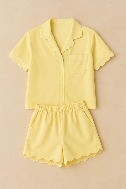 (30%) OFF - Scallop Edge Cotton Nightwear Set