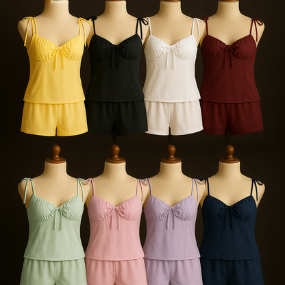 Soft Cotton Camisole & Shorts Nightwear Set – 8 Colors