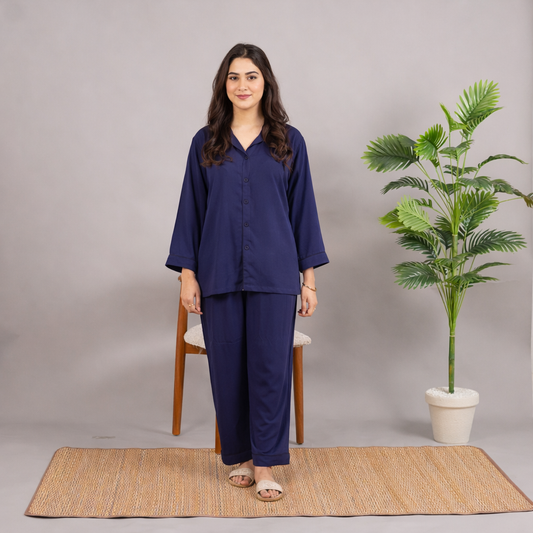 PURPLE SOLID LINEN PJS