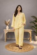 YELLOW SOLID LINEN PJS.