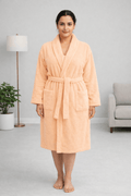 Blush Apricot Luxe Bathrobe – Soft Peach Comfort Wrap