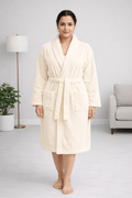Ivory Cloud Luxe Bathrobe – Off-White Comfort Wrap