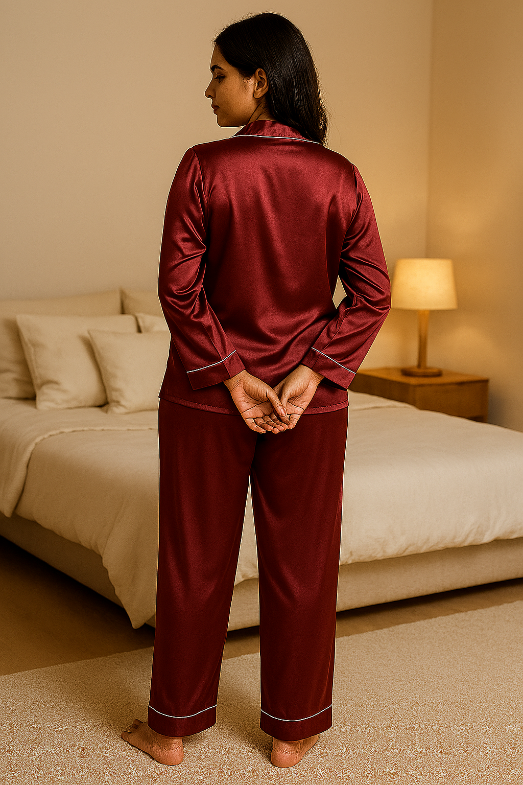 Silk Symphony Pajama Set 🤍🎀