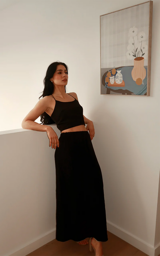 (30%) OFF - Cotton Co ord Set – Crop Top & Maxi Skirt
