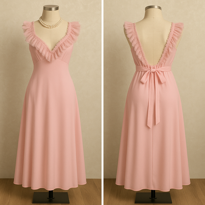 Romantic Silk Lace Nightgown – Elegant Floor-Length Sleepwear