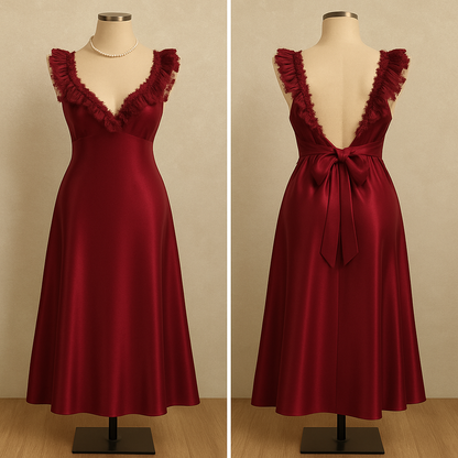 Romantic Silk Lace Nightgown – Elegant Floor-Length Sleepwear