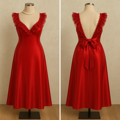 Romantic Silk Lace Nightgown – Elegant Floor-Length Sleepwear