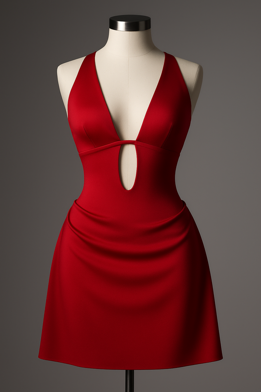 Crimson Allure Cutout Bodycon Dress