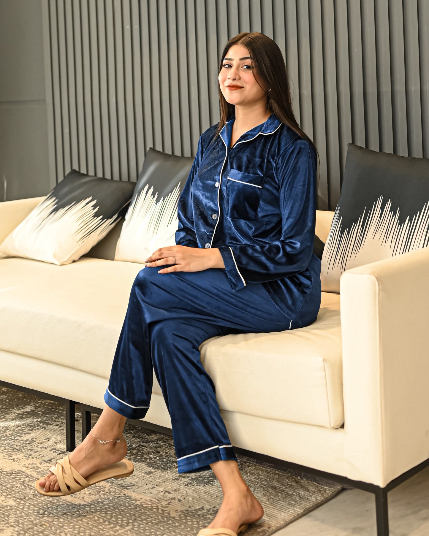 Navy Blue Valvet Pjs