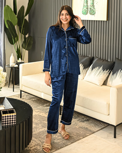 Navy Blue Valvet Pjs