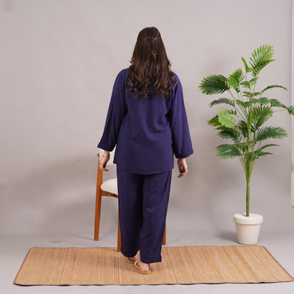 PURPLE SOLID LINEN PJS